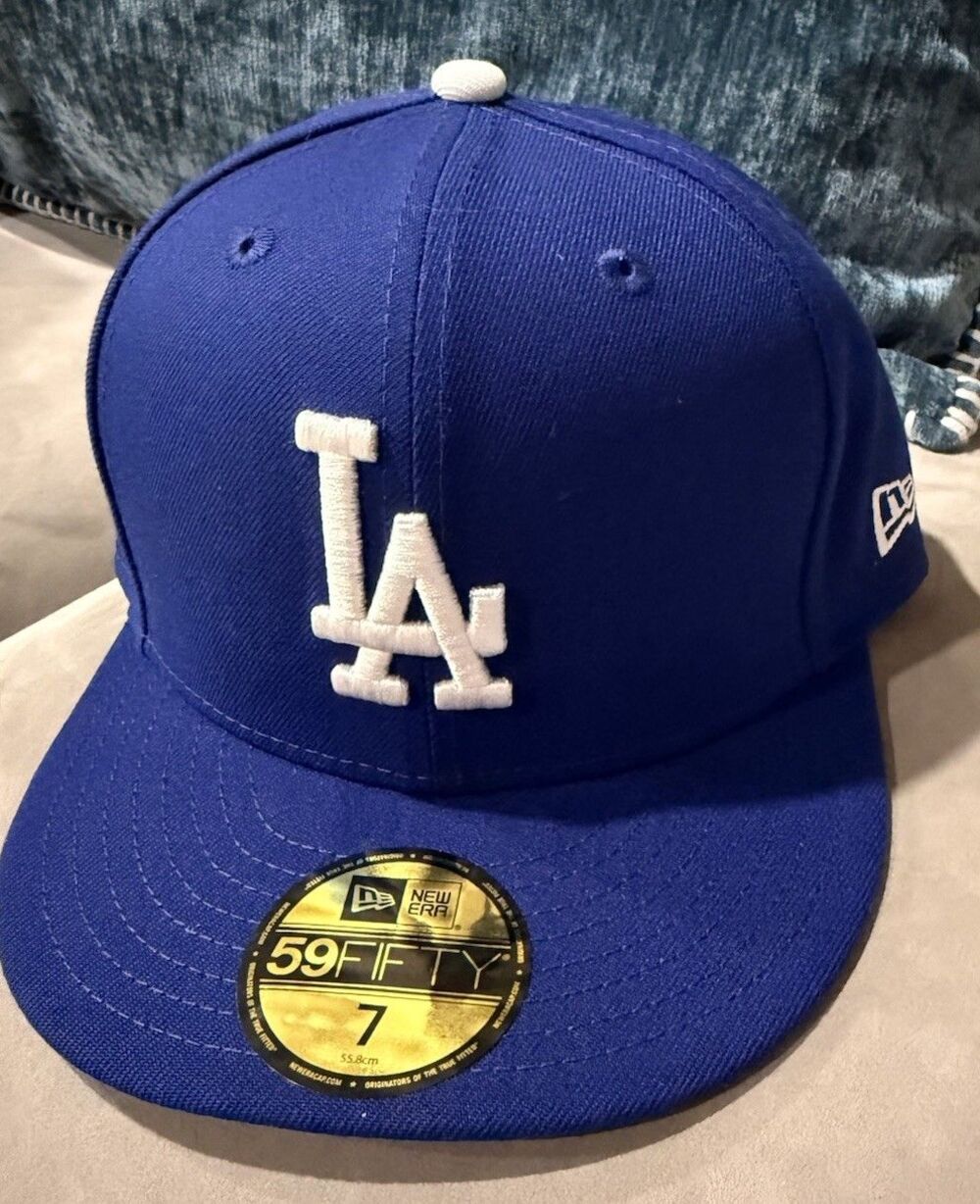 LA Dodgers New Era 59FIFTY Fitted Hat Blue Size 7 New